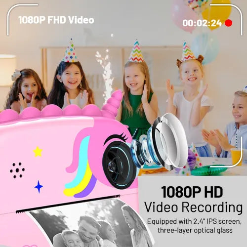 Appareil Photo pour Enfant - HD - Impression Instantanée -3 rouleaux de papier - Antichoc