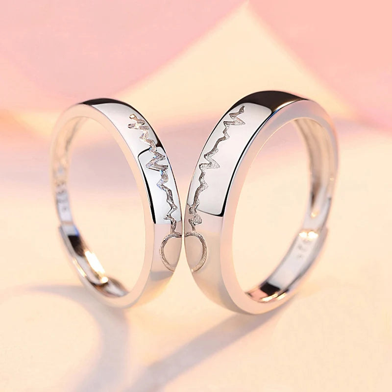 Bague de couple romantique en zircon – Réglable – Cadeau fiançailles ou Saint-Valentin.