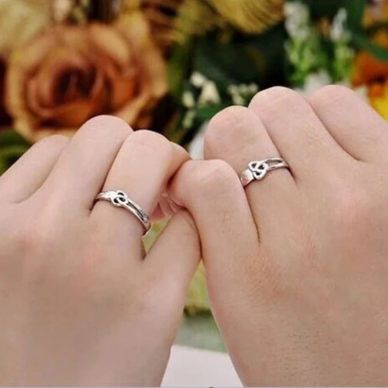 Bague de couple romantique en zircon – Réglable – Cadeau fiançailles ou Saint-Valentin.