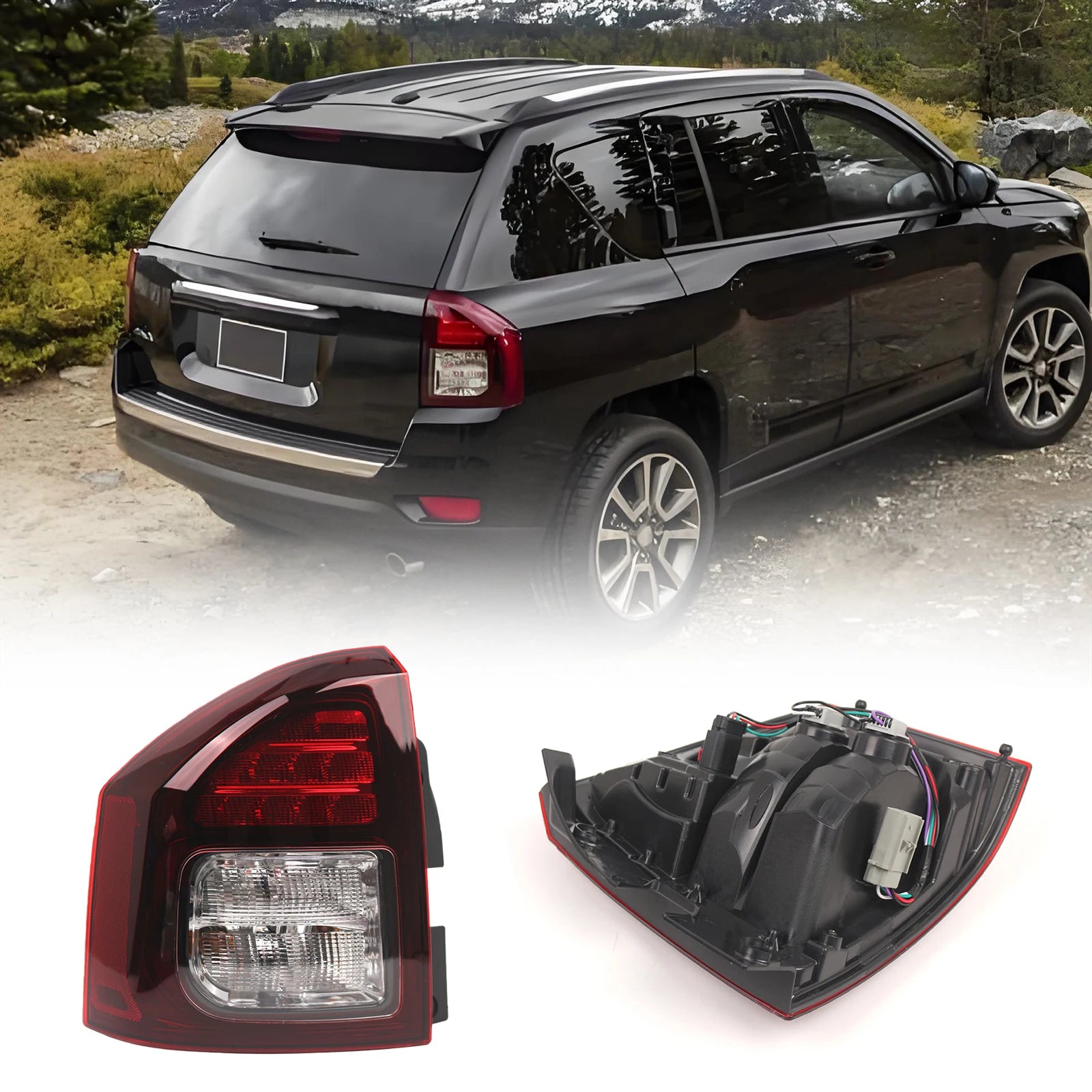 Feu arrière et clignotant de remplacement pour Jeep Compass 2014 à 2017 – Assemblage côté.
