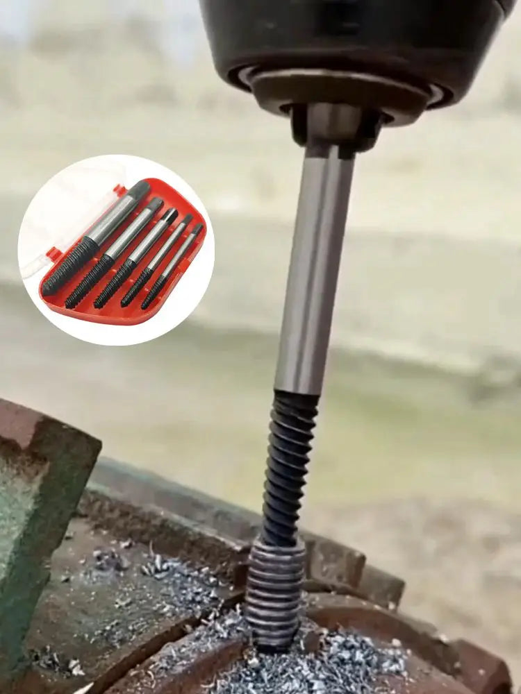 Kit extracteur de vis cassées – 5 pièces – Forets guide et extracteurs.