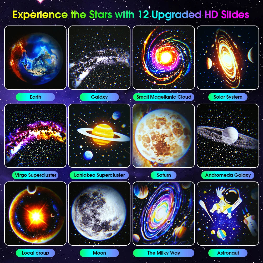 Astronaut Galaxy Projector Star Projector with 12 Space Films 360°Rotating Magnetic Head Planetarium Projector for Kid and Adult