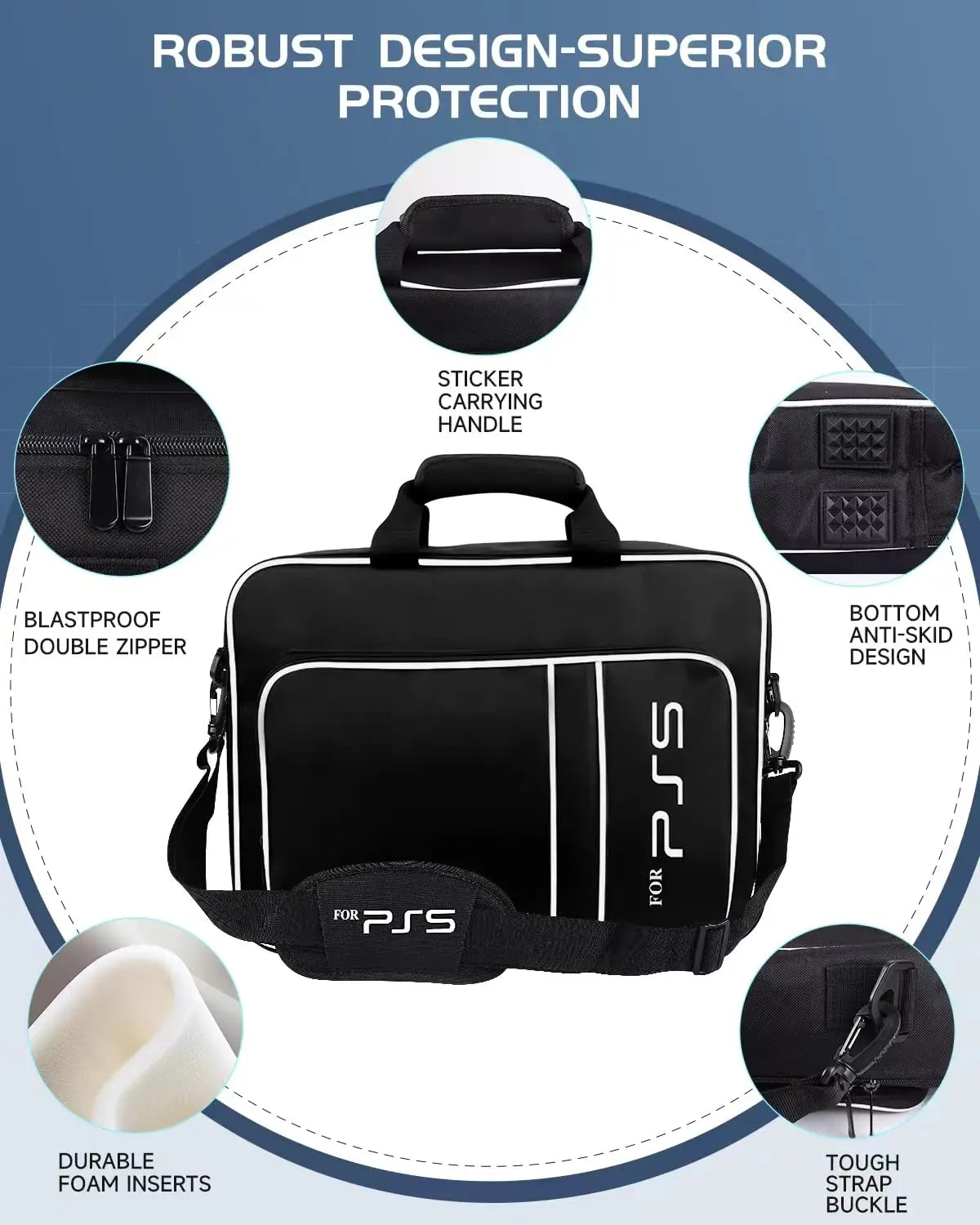 Sac de transport pour PS5 – Housse de protection pour console et accessoires.