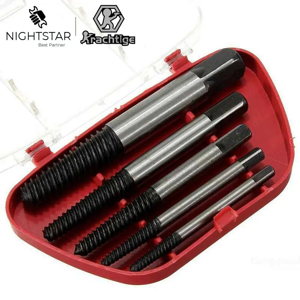 Kit extracteur de vis cassées – 5 pièces – Forets guide et extracteurs.