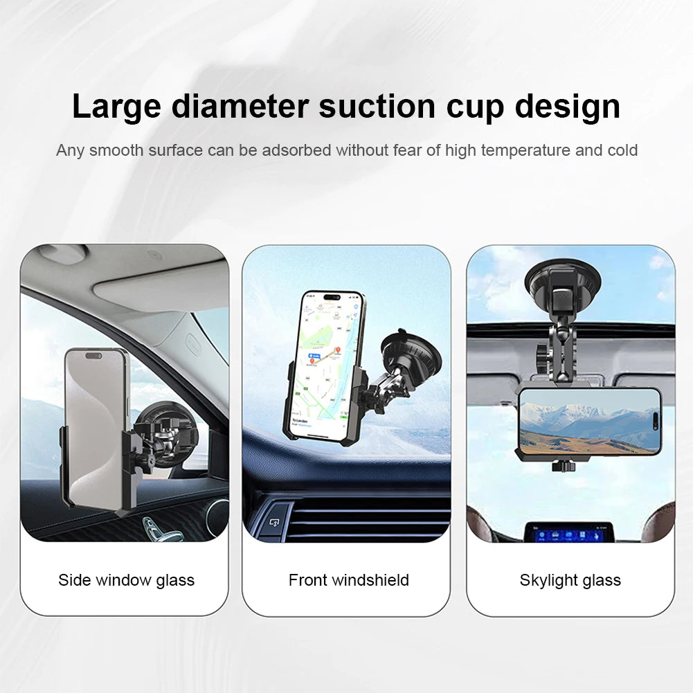 Support téléphone voiture – Ventouse 360° réglable pour pare-brise et tableau de bord.