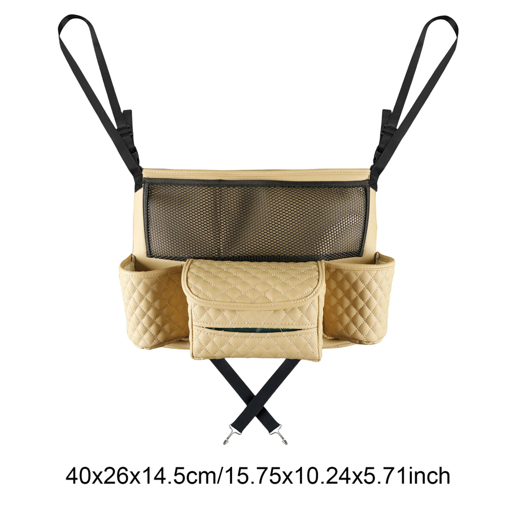 Organiseur voiture pour sac et téléphone – Accroche entre sièges en cuir PU.