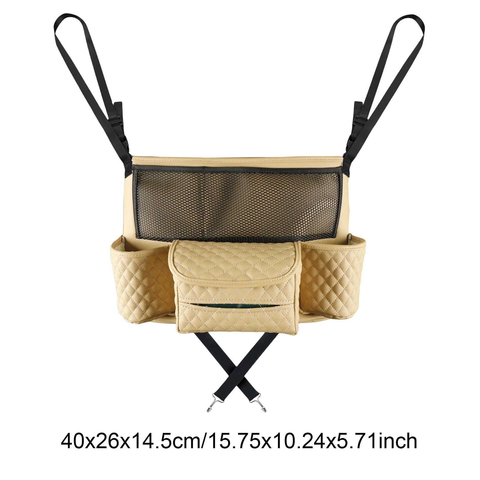 Organiseur voiture pour sac et téléphone – Accroche entre sièges en cuir PU.