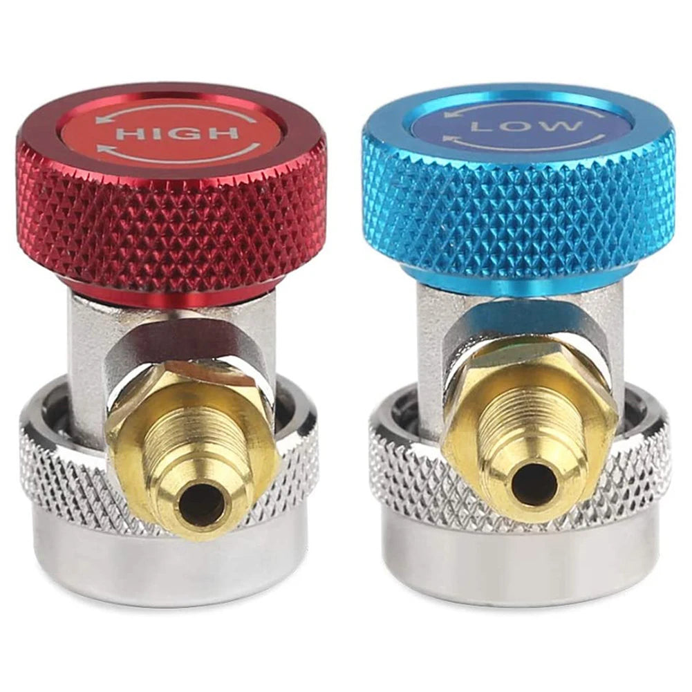 Kit raccords clim auto R134A – Connecteurs basse et haute pression pour manomètre.