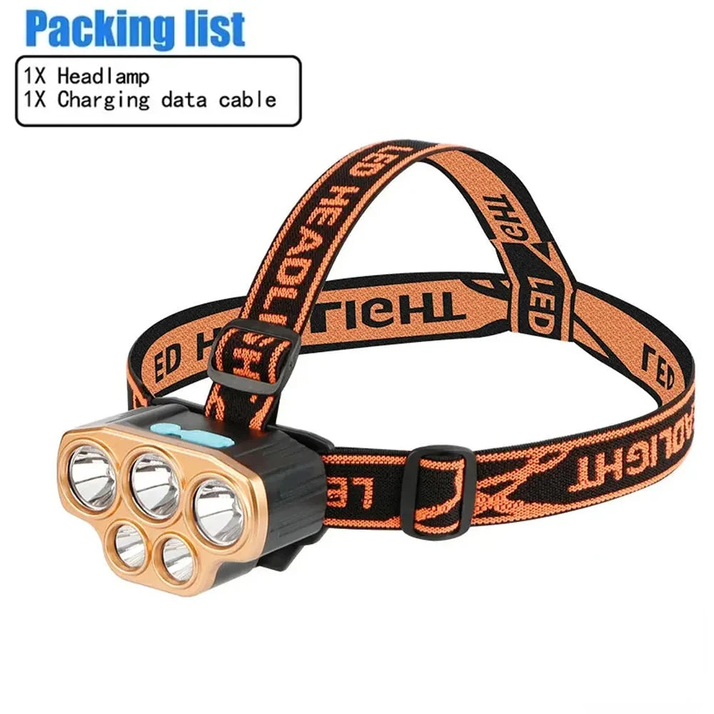 Lampe frontale super lumineuse à 8 LED