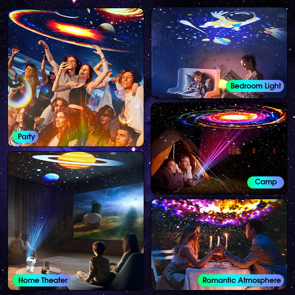 Astronaut Galaxy Projector Star Projector with 12 Space Films 360°Rotating Magnetic Head Planetarium Projector for Kid and Adult