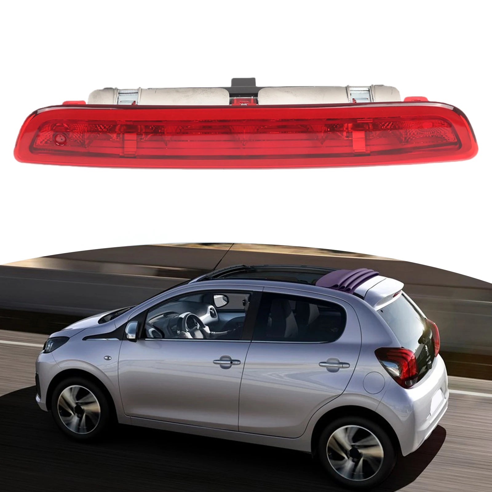 Troisième feu stop arrière pour Citroën C1, Peugeot 108 et Toyota Aygo (2013–2021).