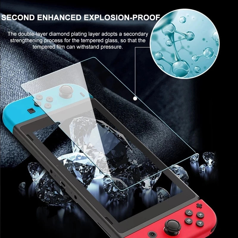 Film protecteur en verre trempé transparent pour Nintendo Switch.