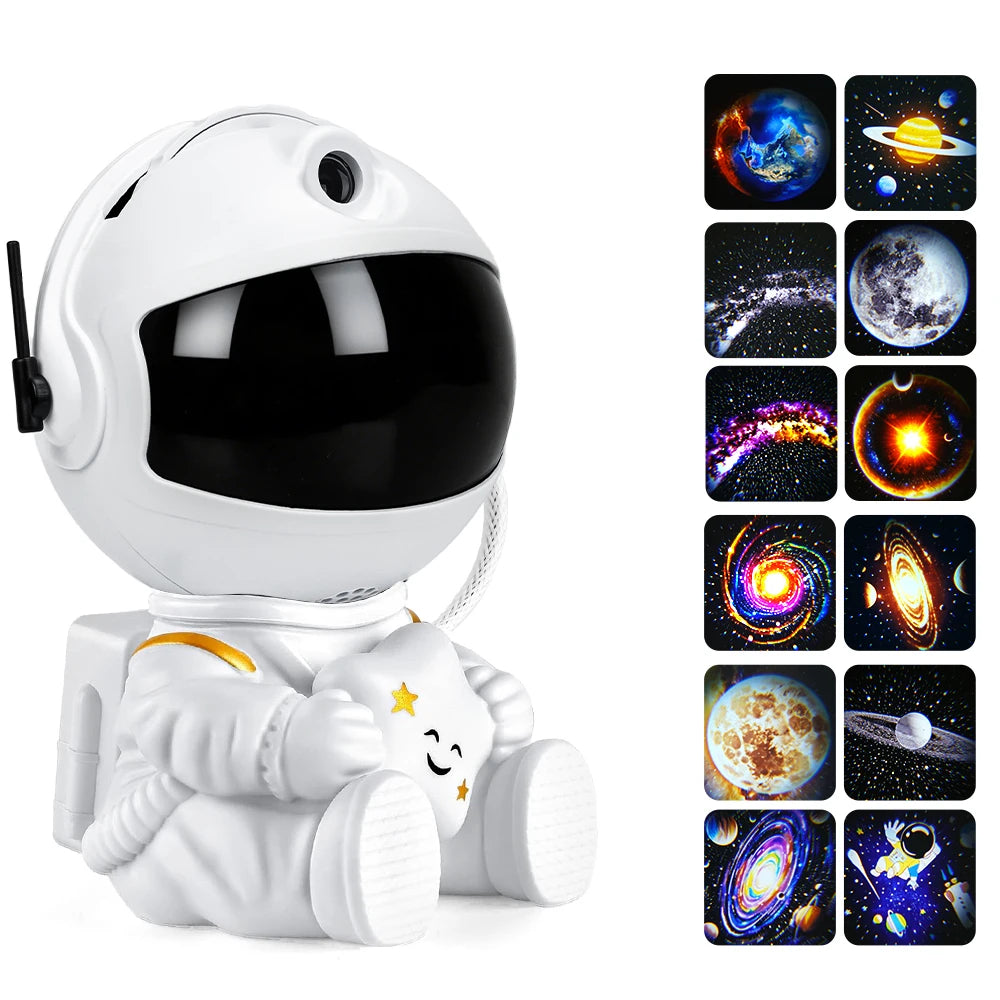 Astronaut Galaxy Projector Star Projector with 12 Space Films 360°Rotating Magnetic Head Planetarium Projector for Kid and Adult