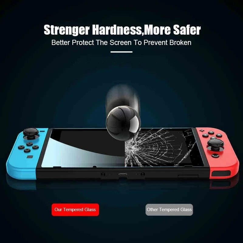 Film protecteur en verre trempé transparent pour Nintendo Switch.