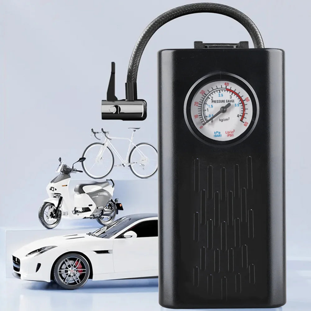 Gonfleur de pneus électrique rechargeable USB – Moto, voiture et vélo.