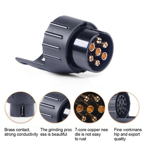 Adaptateur remorque 7 broches vers 13 broches – 12/24V – Voiture, camping-car, bateau.