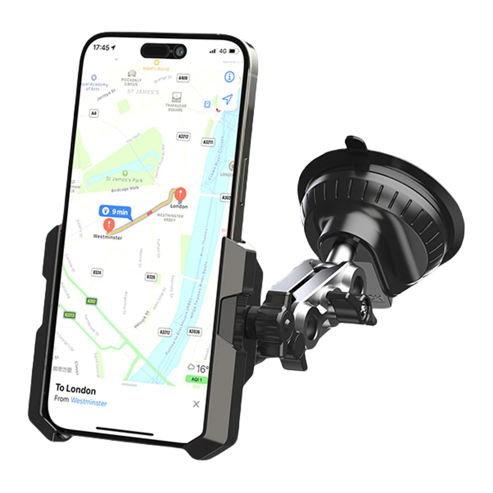 Support téléphone voiture – Ventouse 360° réglable pour pare-brise et tableau de bord.