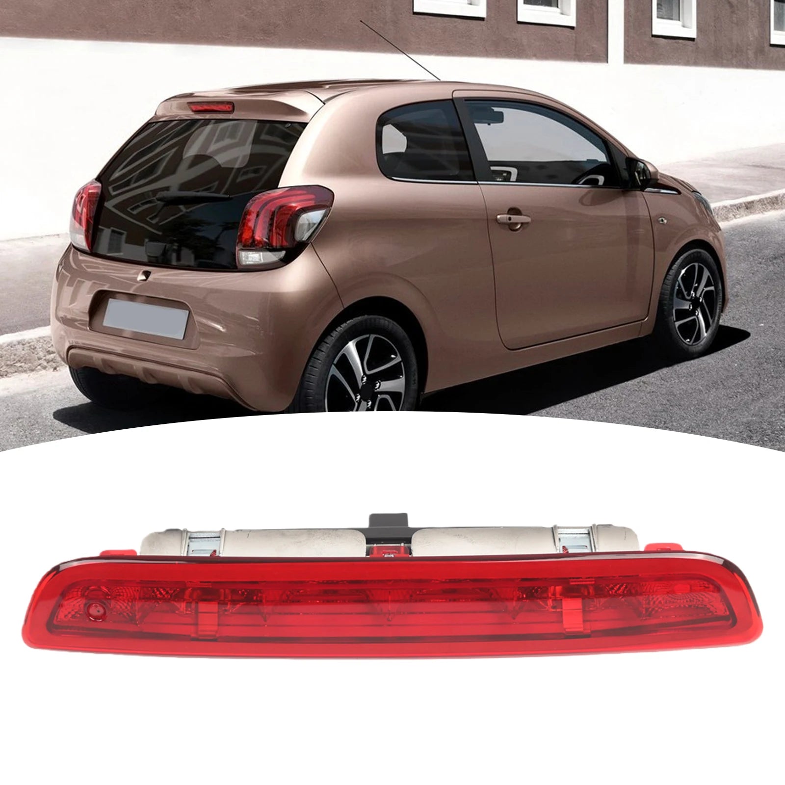 Troisième feu stop arrière pour Citroën C1, Peugeot 108 et Toyota Aygo (2013–2021).