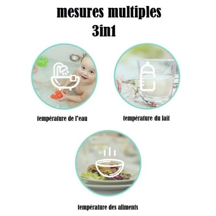 Thermomètre frontal digital infrarouge sans contact 3en1