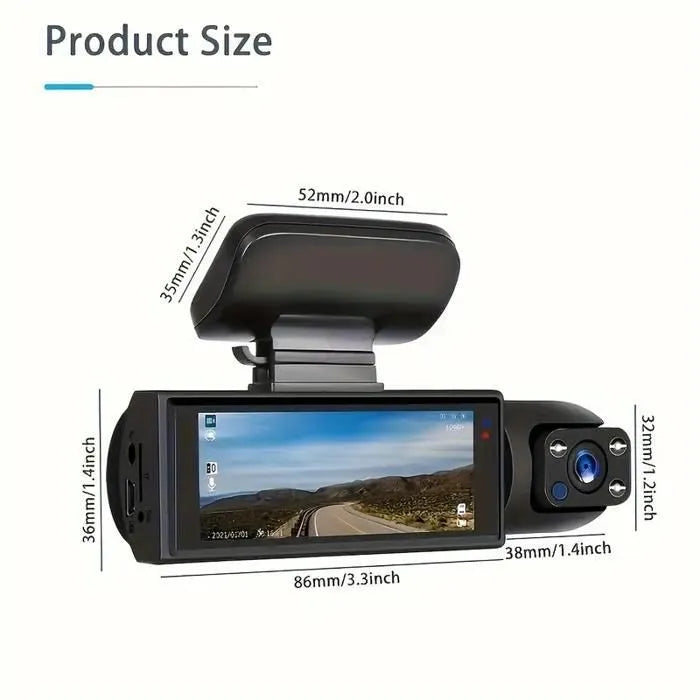 Dashcam Voiture 1440P+1080P, 150°grand angle 2 Camera Embarquée, LCD IPS 3.16" écran, 24h.Mode Parking