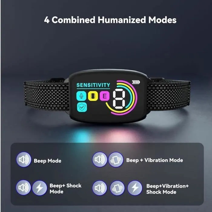 Collier d'entraînement Anti-Aboiement - Lugoshop - Étanche - Intelligent - Réglable