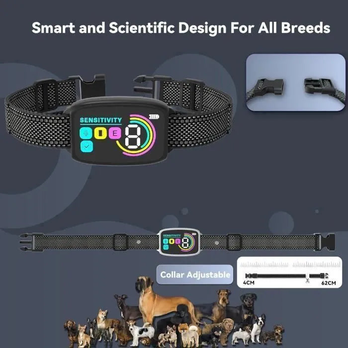 Collier d'entraînement Anti-Aboiement - Lugoshop - Étanche - Intelligent - Réglable